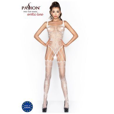 Бодистокинг Passion BS034 white, комбинезон, имитация боди и чулок PBS034W фото