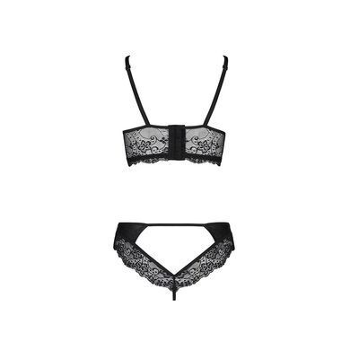 Комплект з еко-шкіри та мережива Loona Set black XXL/XXXL - Passion, бра і трусики SO5363 фото