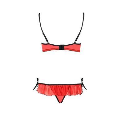 Комплект белья CHERRY SET OpenBra red XXL/XXXL - Passion Exclusive: открытый лиф, трусики-юбочка PS25509 фото