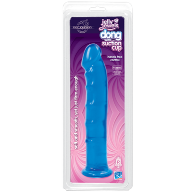 Фаллоимитатор Doc Johnson Jelly Jewels Dong & Suction Cup Blue, диаметр 3,6см, антибактериальный ПВХ SO2006 фото