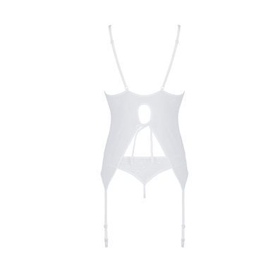 Корсет с пажами, трусики с ажурным декором и открытым шагом Ursula Corset white XXL/XXXL &mdash; Passion SO5840 фото