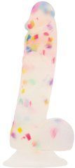 Фалоімітатор з конфетті ADDICTION - PARTY MARTY - 7.5 "- FROST &CONFETTI, 19 см, силікон, вібропуля SO4532 фото
