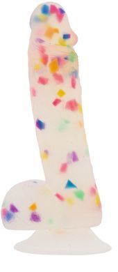 Фалоімітатор з конфетті ADDICTION - PARTY MARTY - 7.5 "- FROST &CONFETTI, 19 см, силікон, вібропуля SO4532 фото