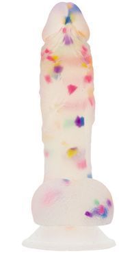 Фалоімітатор з конфетті ADDICTION - PARTY MARTY - 7.5 "- FROST &CONFETTI, 19 см, силікон, вібропуля SO4532 фото