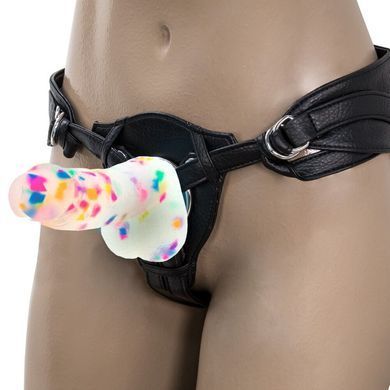 Фалоімітатор з конфетті ADDICTION - PARTY MARTY - 7.5 "- FROST &CONFETTI, 19 см, силікон, вібропуля SO4532 фото