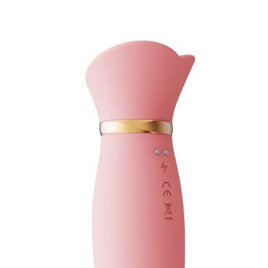 Вібратор з підігрівом та вакуумною стимуляцією клітора Zalo - ROSE Vibrator Strawberry Pink SO6680 фото