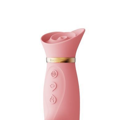 Вібратор з підігрівом та вакуумною стимуляцією клітора Zalo - ROSE Vibrator Strawberry Pink SO6680 фото