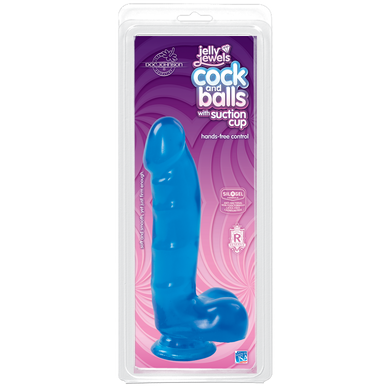 Фаллоимитатор Doc Johnson Jelly Jewels Cock & Balls Blue, диаметр 3,6см, антибактериальный ПВХ SO2008 фото
