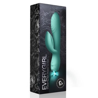 Вибратор-кролик Rocks Off Every Girl Teal, два мотора, разноцветная LED-подсветка, мощный SO2395 фото