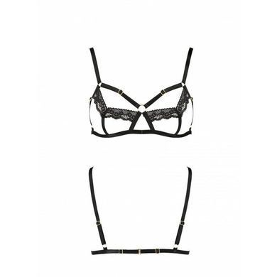 Бюстгальтер-стрепы с кружевом Solon Bra black XXL/XXXL &mdash; Passion Exclusive: трусики в комплекте SO6412 фото