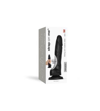 Реалістичний фалоімітатор Strap-On-Me Sliding Skin Realistic Dildo Black - M, ефект рухливої шкіри SO6256 фото