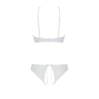 Комплект: бра, трусики з ажурним декором та відкритим кроком Ursula Set white S/M &mdash; Passion SO5845 фото