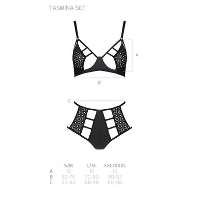 Комплект из эко-кожи: бюстгальтер и трусики с перфорацией Tamaris Set black L/XL — Passion SO5796 фото