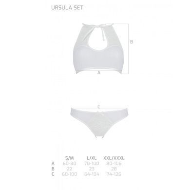 Комплект: бра, трусики с ажурным декором и открытым шагом Ursula Set white XXL/XXXL &mdash; Passion SO5846 фото