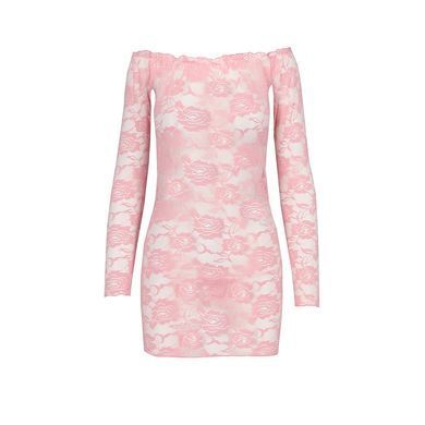 Прозора сорочка з довгим рукавом YOLANDA CHEMISE pink XXL/XXXL - Passion, трусики EL14309 фото