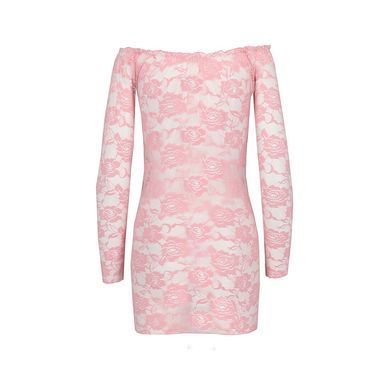 Прозора сорочка з довгим рукавом YOLANDA CHEMISE pink XXL/XXXL - Passion, трусики EL14309 фото