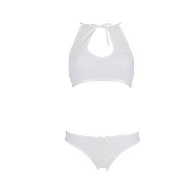 Комплект: бра, трусики с ажурным декором и открытым шагом Ursula Set white XXL/XXXL &mdash; Passion SO5846 фото