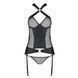 Сетчатый комплект корсет с халтером, съемные подвязки и трусики Amanda Corset black XXL/XXXL - Passi SO5320 фото 5