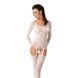 Бодистокинг Passion BS055 white, комбинезон, имитация чулок и пояса, длинный рукав, закрытое плечо PBS055W фото 1