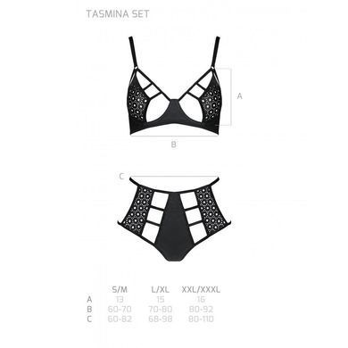 Комплект из эко-кожи: бюстгальтер и трусики с перфорацией Tamaris Set black L/XL &mdash; Passion SO5798 фото