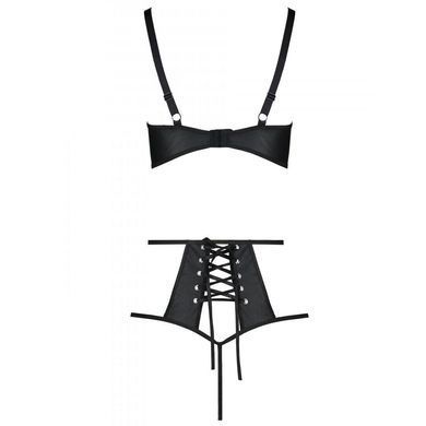 Комплект из эко-кожи: бюстгальтер и трусики с перфорацией Tamaris Set black L/XL &mdash; Passion SO5798 фото