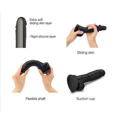 Реалістичний фалоімітатор Strap-On-Me Sliding Skin Realistic Dildo Black - XXL, ефект рухливої шкіри SO6259 фото