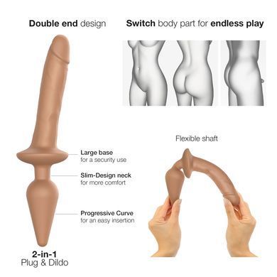 Анальна пробка з дилдо Strap-On-Me SWITCH PLUG-IN REALISTIC DILDO CARAMEL - S SO6827 фото