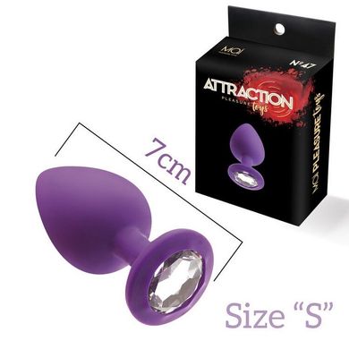 Анальная пробка с кристаллом MAI Attraction Toys №47 Purple, длина 7см, диаметр 2,8см SO4625 фото