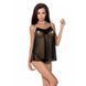 Сорочка прозрачная беби долл MELANIA CHEMISE black XXL/XXXL - Passion, трусики, на тонких бретелях EL16306 фото 1