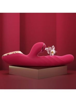 Вібратор-кролик з вакуумною стимуляцією і стовбуром, що обертається KisToy A-King Max Red SO4956 фото