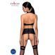 Комплект из эко-кожи с имитацией шнуровки Nancy Set black S/M - Passion топ, трусики и пояс для чуло SO5374 фото 2