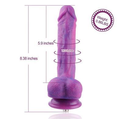 Фалоімітатор 8.2&Prime; з вібрацією для секс-машин Hismith Purple Silicone Dildo with Vibe, знімний конект SO6212 фото