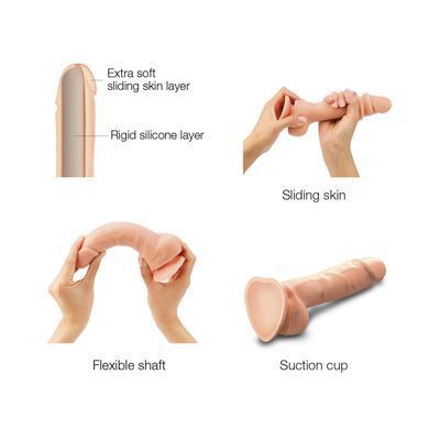Реалістичний фалоімітатор Strap-On-Me Sliding Skin Realistic Dildo Vanille - XL, ефект рухливої шкір SO6262 фото