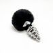 Металлическая анальная пробка Кроличий хвостик Alive Fluffly Twist Plug L Black SO6311 фото 2