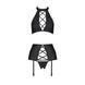 Комплект из эко-кожи с имитацией шнуровки Nancy Set black XXL/XXXL - Passion топ, трусики и пояс для SO5375 фото 3