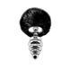 Металлическая анальная пробка Кроличий хвостик Alive Fluffly Twist Plug L Black SO6311 фото 1