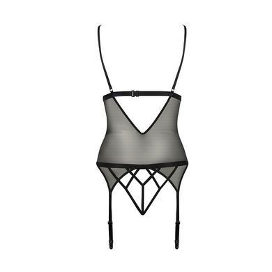 Корсет с открытой грудью DIABOLINA CORSET black XXL/XXXL - Passion, пажи, трусики, полупрозрачный PS25806 фото