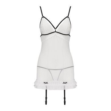 Сорочка прозрачная с пажами ORIHIME CHEMISE white S/M - Passion, трусики, стрэпы EL16405 фото