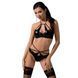 Комплект белья NAVEL SET black S/M - Passion Exclusive: трусики и лиф с элементами под латекс PS24902 фото 1