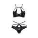 Комплект белья NAVEL SET black S/M - Passion Exclusive: трусики и лиф с элементами под латекс PS24902 фото 5