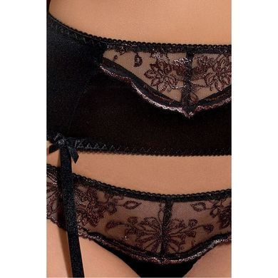 Комплект белья BRIDA SET OpenBra black S/M - Passion Exclusive: трусики-танга, пояс, открытый лиф PS22723 фото