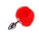 Металлическая анальная пробка Кроличий хвостик Alive Fluffly Plug S Red SO6314 фото 1
