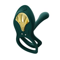 Смартэрекционное кольцо Zalo — BAYEK Turquoise Green, двойное с вводимой частью, пульт ДУ SO6644 фото
