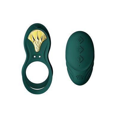 Смарт ерекційне кільце Zalo &mdash; BAYEK Turquoise Green, подвійне з ввідною частиною, пульт ДК SO6644 фото