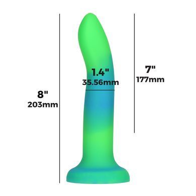 Фалоімітатор, що світиться у темряві, ADDICTION - Rave - 8" Glow in the Dark Dildo - Blue Green SO6849 фото