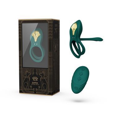 Смарт ерекційне кільце Zalo &mdash; BAYEK Turquoise Green, подвійне з ввідною частиною, пульт ДК SO6644 фото