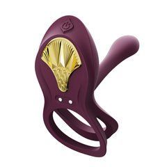 Смартэрекционное кольцо Zalo &mdash; BAYEK Velvet Purple, двойное с вводимой частью, пульт ДУ SO6645 фото