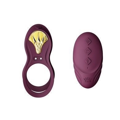 Смартэрекционное кольцо Zalo &mdash; BAYEK Velvet Purple, двойное с вводимой частью, пульт ДУ SO6645 фото