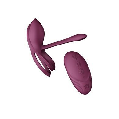 Смартэрекционное кольцо Zalo &mdash; BAYEK Velvet Purple, двойное с вводимой частью, пульт ДУ SO6645 фото