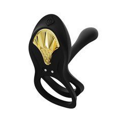 Смартэрекционное кольцо Zalo &mdash; BAYEK Obsidian Black, двойное с вводимой частью, пульт ДУ SO6646 фото
